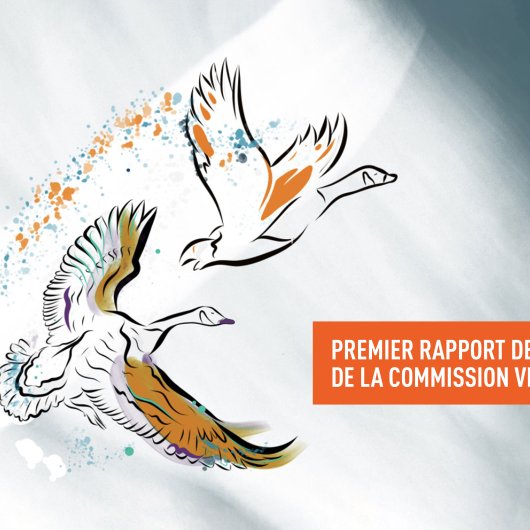 Visuel de la couverture du premier rapport de suivi de la Commission Viens
